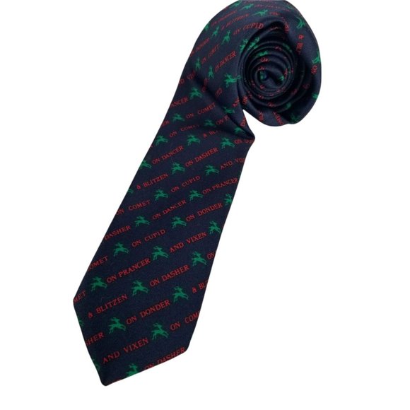 Vintage Neck tie GALLERY ORIGINALS Exclusive CHRISTMAS Reindeer Theme Holiday - Picture 1 of 9